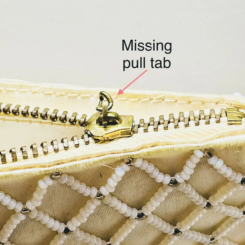 Vintage Richere‎ Clutch White Ivory Seed Beaded Evening Bag Purse Bridal